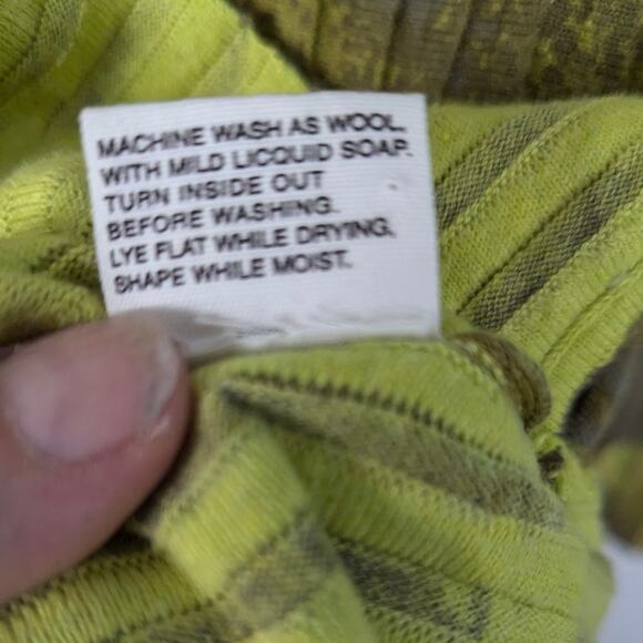 Mansted Rib Knit Long Cardigan or Sweater Dress Green Abstract Print Cotton M - Picture 8 of 9